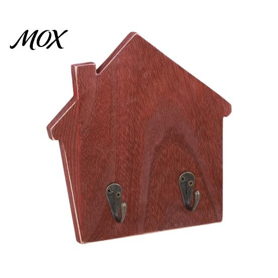 No Damage Wall Mounted Hooks Wood House Shape Storage Hook, Strong Traceless Adhesive Decorative Solid Hangers American Style Hanger for Home Entryway