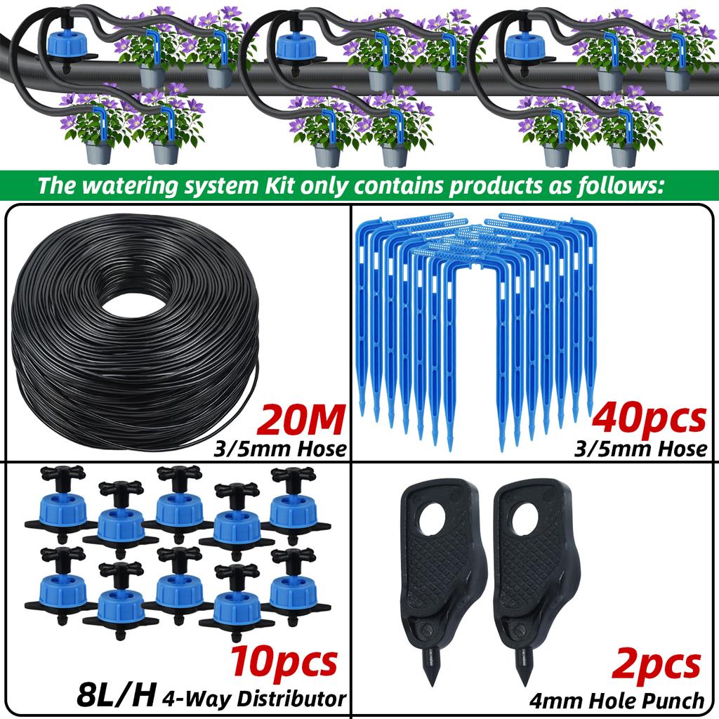 Kesla Drip Irrigation Kit 10-100M 4Way 2Way 8L Drip Arrow 3/5Mm Hose Watering System Dripper Sprinkler Pot Planting Greenhouse