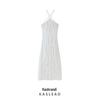 2025 Spring Women's European & American Style Ruffle Halter Slim Dress