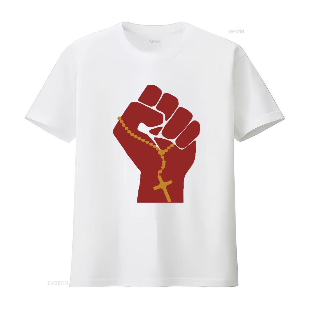 Liberation Theology Raised Fist Radical Christianity Christian Protest Social Justice Leftism Socialism T Shirt vintage Washed