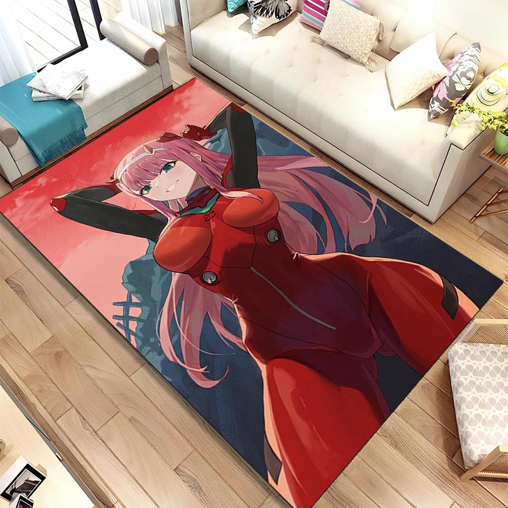 Tappeto Area Sexy Girl Zero Two DARLING In FRANXX, Tappeto per Casa Soggiorno Camera da Letto Divano Zerbino Decorazione, Tappetino Antiscivolo per Bambini Regalo