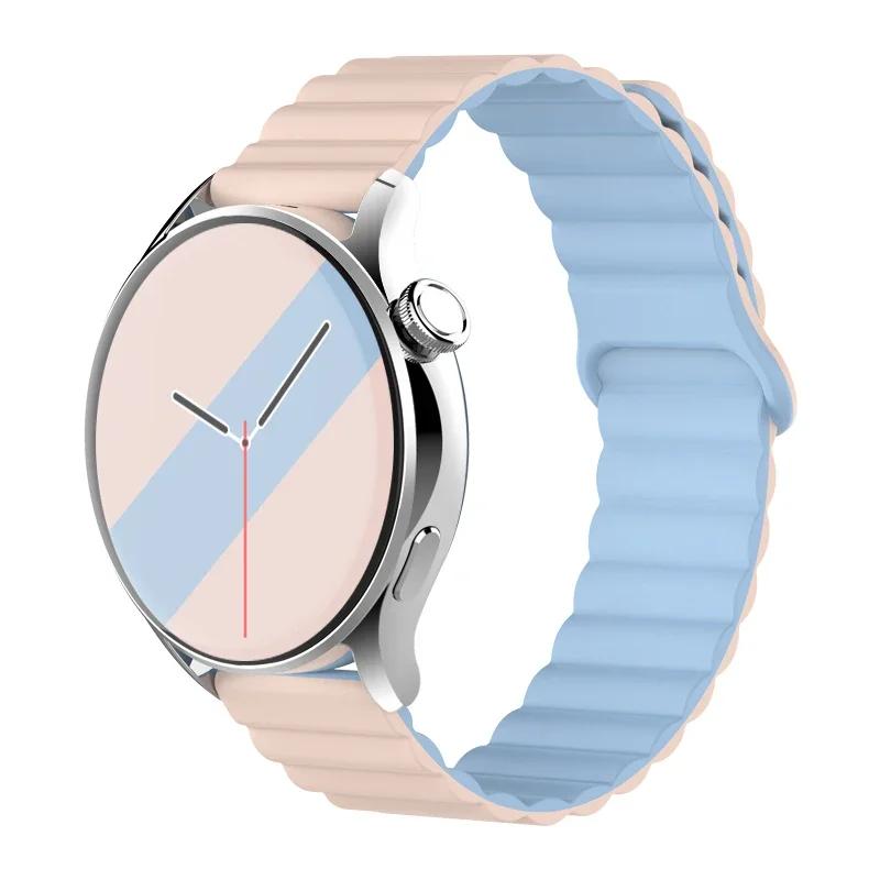 20mm 22mm Magnetic Loop band For Samsung Galaxy watch 6/5 pro/4/Classic/active 2 Silicone link bracelet huawei GT 2-2e 3-4 strap