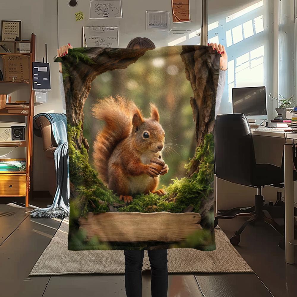 Forest small animals Print Flannel Blanket,High quality Comfortable for All Seasons,Home Decor,Warmth and Comfort,Perfect for Christmas Gifts