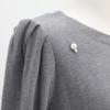 Shiz Madam Women S Round Knit Pearl Detail Balloon Sleeve Top T57207