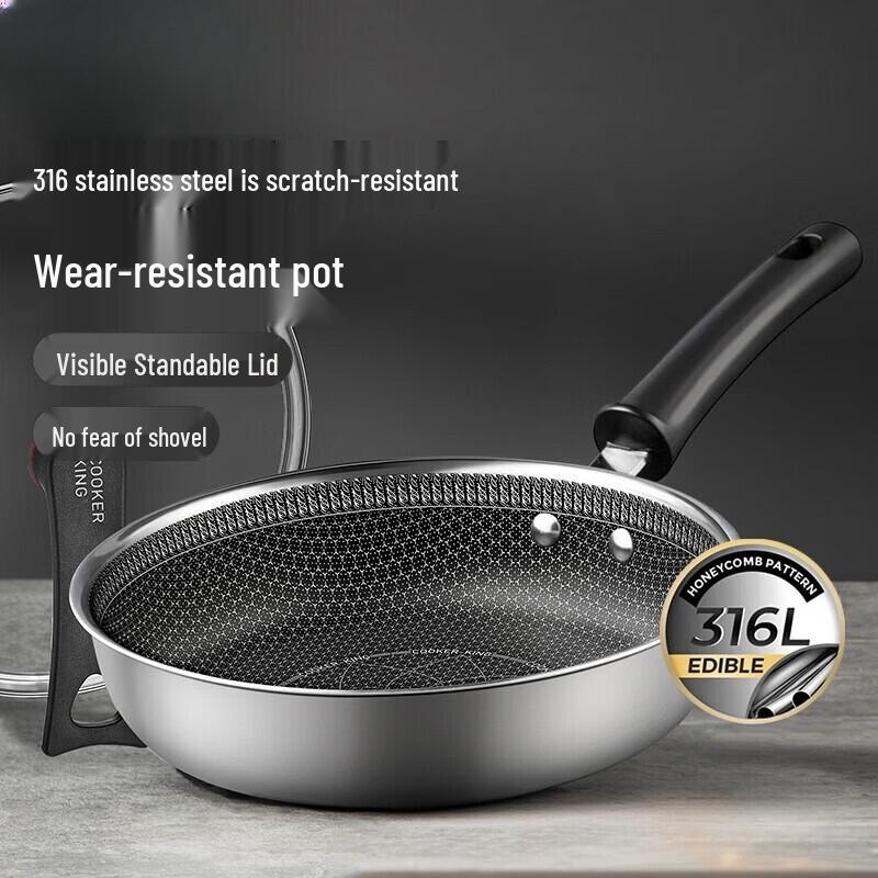 

COOKER KING 28cm 316 Stainless Steel Non-stick Frying Pan with Lid
