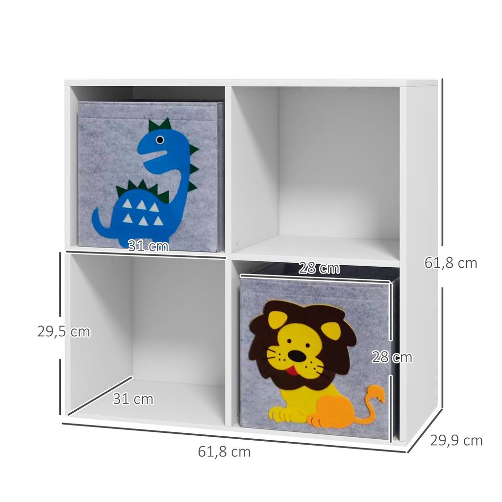 Storage Shelf for Kids, Cube, Drawers, MDF, Anti-Tip, White