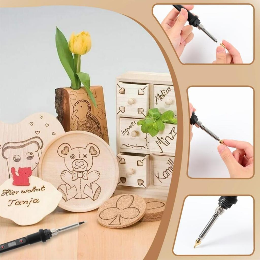 Wood Burning Kit,26 Letters Copper Mold DIY Wood BurningTool,Complete Leather Burning & Wood Carving Set with Adjustable Temperature Soldering Iron