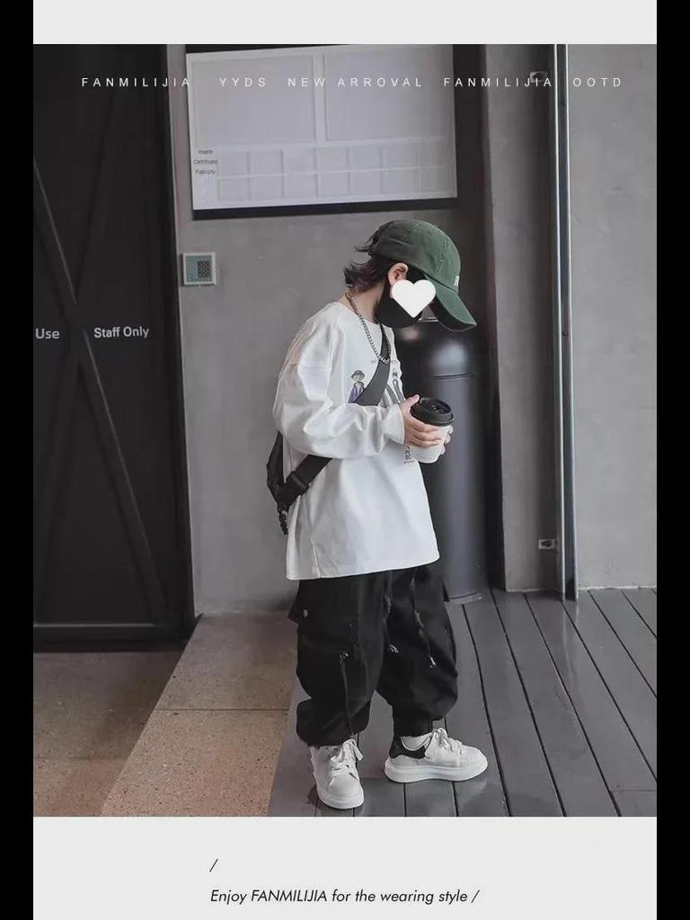 2023 Stylish Boys' Spring/Autumn Overalls - Trendy Korean Medium & Large Kids' Pants