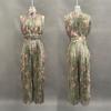 Women's Sleeveless High Waist Wide Leg Jumpsuit Pleated Detail Solid Jumpsuit