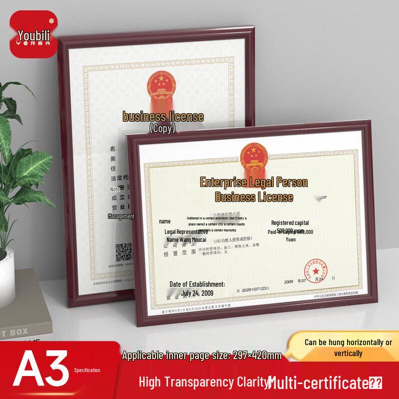 A3 Plastic Document/Certificate Frame A3