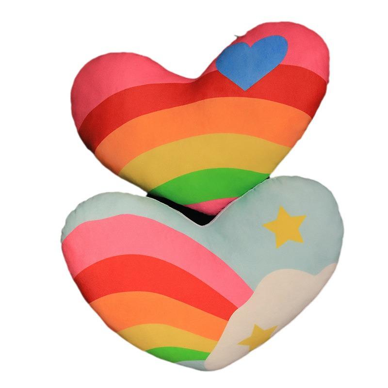 Rainbow Heart-Shaped Couple Cushions - Cute and Creative Holiday Gift