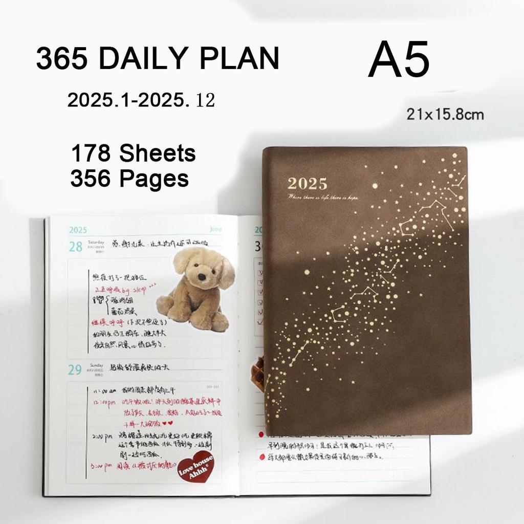 A5 Leder Studenten 2025 Zeitplaner Ganzjahresplaner Business Notizblock 365 Tage Tagesplaner Memo Notizbuch 178 Blatt 356 Seiten