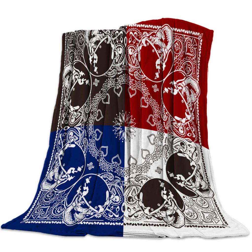 Bandana Pattern Flannel Blanket for Bed Sofa Portable Soft Fleece Throw Funny Plush Bedspreads
