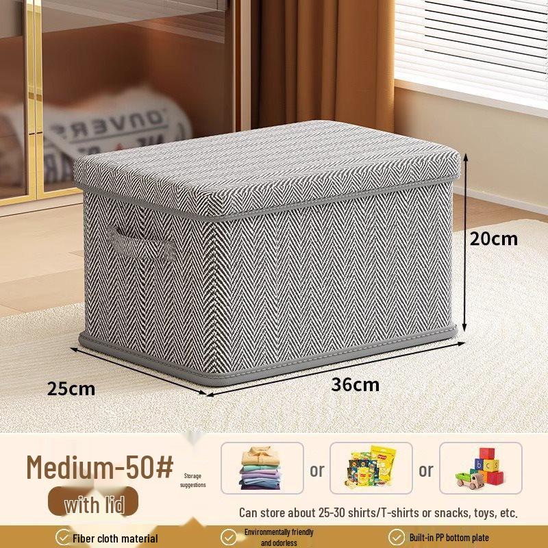 Faltbare gestreifte Aufbewahrungsbox mit Deckel für Kleidung und Socken