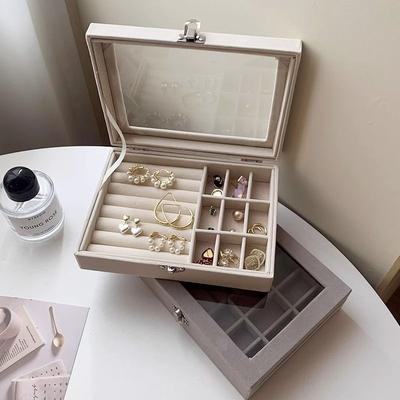 1pc Exquisite Jewelry Storage Box Earring Ring Necklace Storing Transparent Jewelry Shelves Jewelry Classification Display Boxes