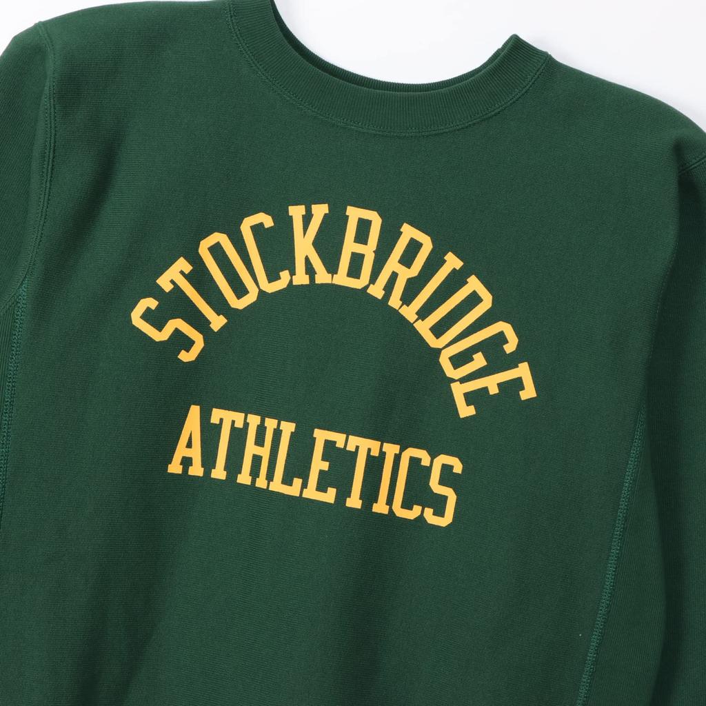 Sweatshirt Long Sleeve Round Neck COTTON USA Graphic Print Reverse Crew Neck Sweatshirt Bottle Green [Champion] 11.5oz Weave(R) REVERSWEAVE(R) C3-Y012