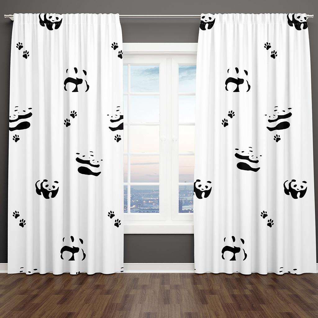 

3D Contemporary Cartoon Adorable Panda Series Free Shipping 2 Panels Slim Shading Windowpane Drape Drape Livingroom Space Bedchamber Decoration 100W130H(CM)40x51in&Grommet Top