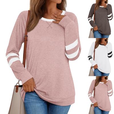 Womens Basic T-Shirts Long Sleeve Curved Hem Summer Tops Fitted Tees Clothing