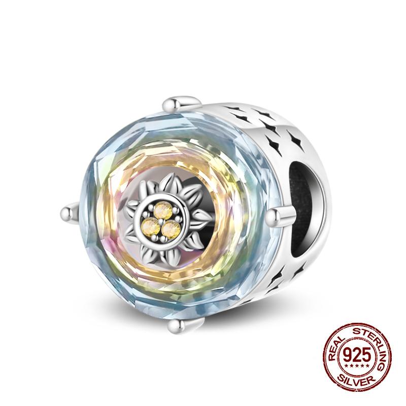 New Copper Pigeon Lotus Sun Moon Stars Shining Glass Charms Beads Fit Original Bracelets Fine Diy Jewelry Gifts