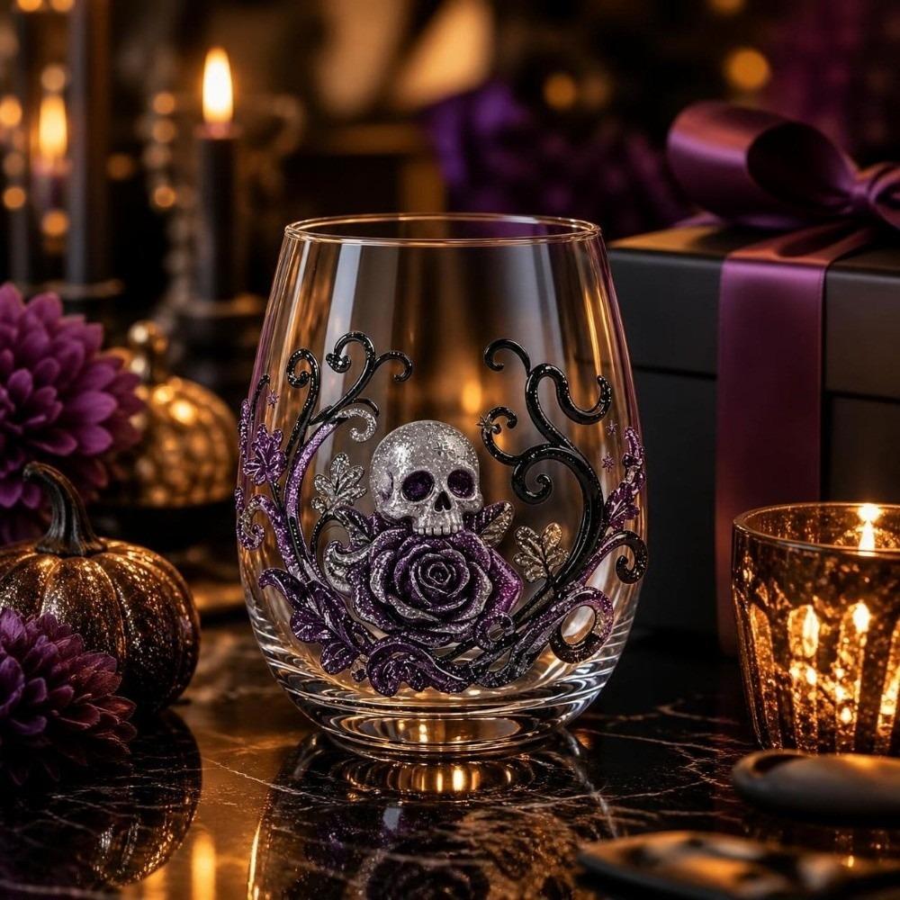 Pumpkin Tentacle Halloween Glass Skull Ghost Drinking Wine Cup Gothic Halloween Art Cup Cocktail