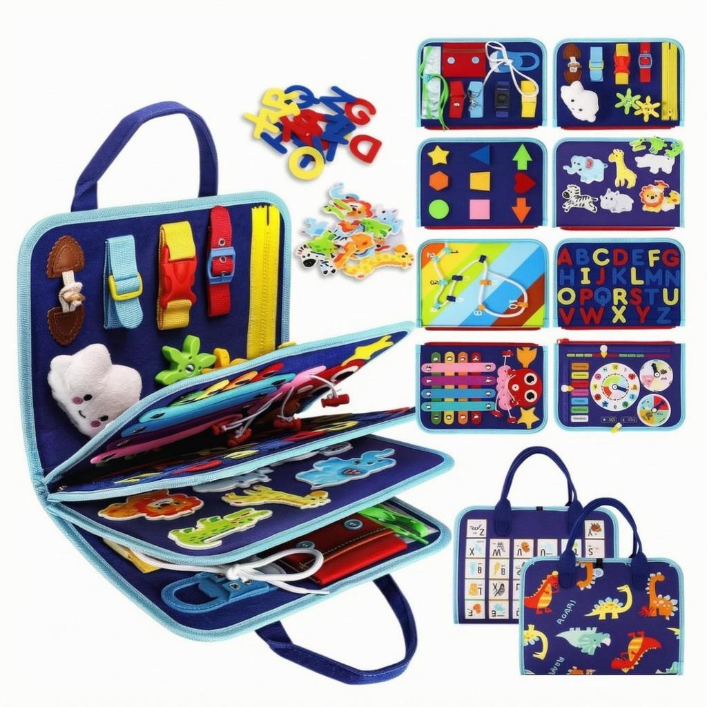 Soft Felt Learning Busy Board | Fine Motor Skills Development, Portable unfolds Design Style 1