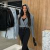 Cappotti Blazer Corti con Cappuccio alla Moda per Donna 2025 Primavera Nuovo Manica Lunga Giacca Corta Sottile Femminile Chic Street Lady Capispalla