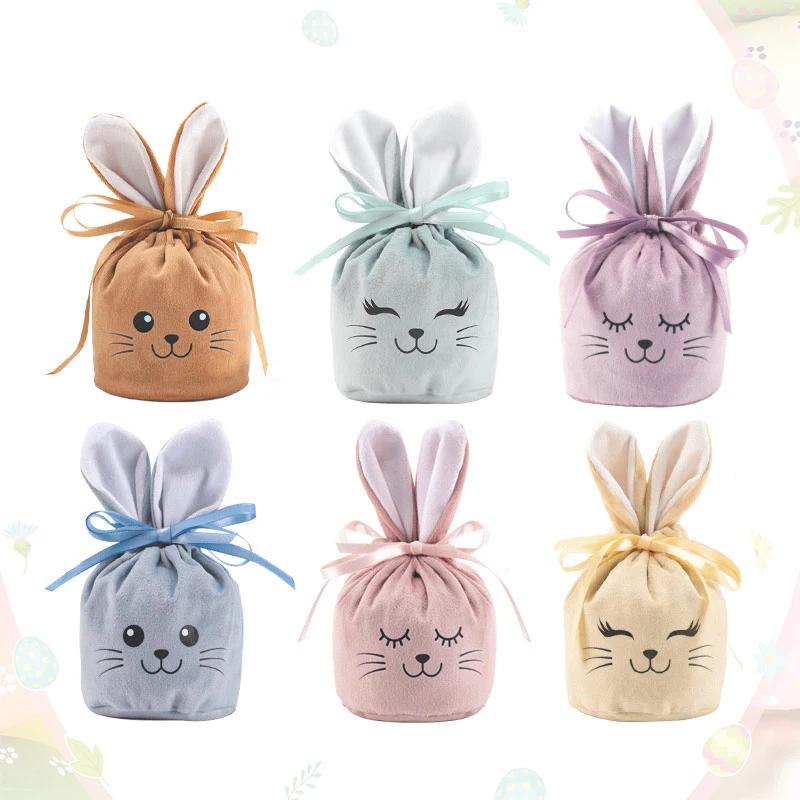 

Easter Gift Bags with Drawstring Rabbit Ear Design Ideal for Party Favors Prizes Basket Wedding Candy Bag Wedding Candy Box 13x8x15cm