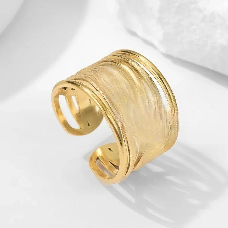 Personality Multilayer Line Opening Wide Rings for Women Men Charm Stainless Steel Hip Hop Rock Finger Jewelry Accessories Gift