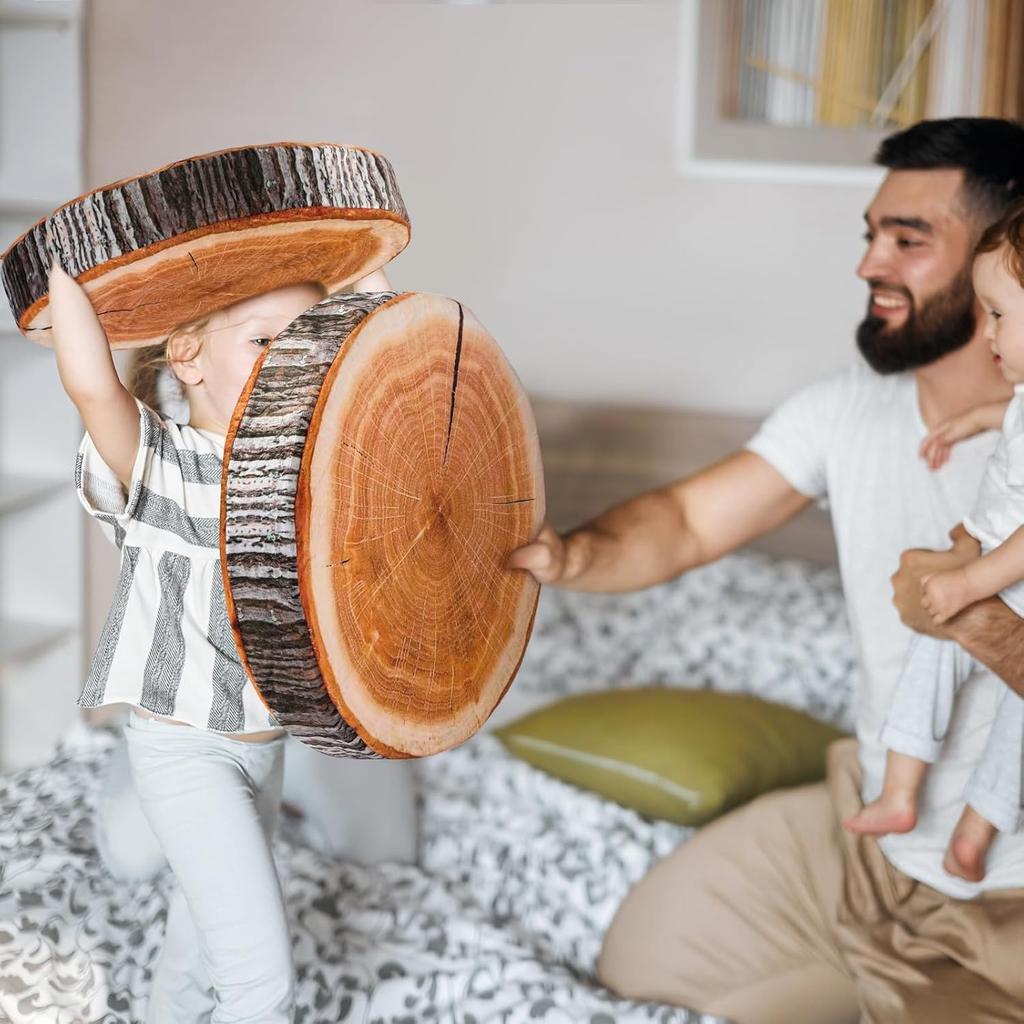 3D Decorative Round Pillows Cosy Wooden Log Style Ideal Round Cushion Ideal for Home Decor Add Fun Play To Sofa Sofa Bed