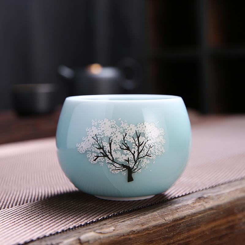 NEW TikTok Same Style -Changing Camellia Kung Fu Tea Set Tasting Glaze Color Ge Kiln Master Cup Female Factory Wholesal