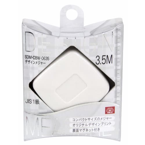SK11 (SK11) Compact Design Tape Measure, Made in Japan, SDM-CBW-0635, JIS Class 1, 6mm x 3.5m, Carbon White, with Magnet