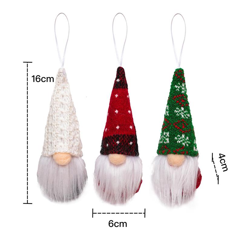 3Pcs Christmas Tree Hanging Gnome Plush Gonk Santa Doll Pendants Xmas Decoration