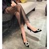Fashion New Style Women Shoes Fashion Rhinestone Square Buckle Bridesmaid Wedding Shoe Solid Flock Pointed Toe Stiletto Pumps High Heels