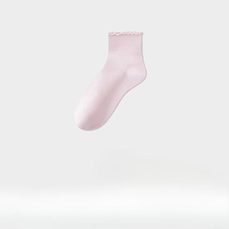 Black Fungus Edge Socks, Women's Cotton Socks, Boneless Short Socks, Summer Thin, Breathable and Sweat-absorbing Mid-calf Socks
