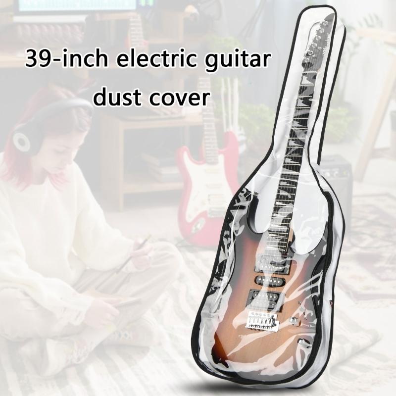 Clear Guitar Storage Case with Double Zipper Acoustic Guitars Bag Protector for 39inch Electric Guitar Accessory