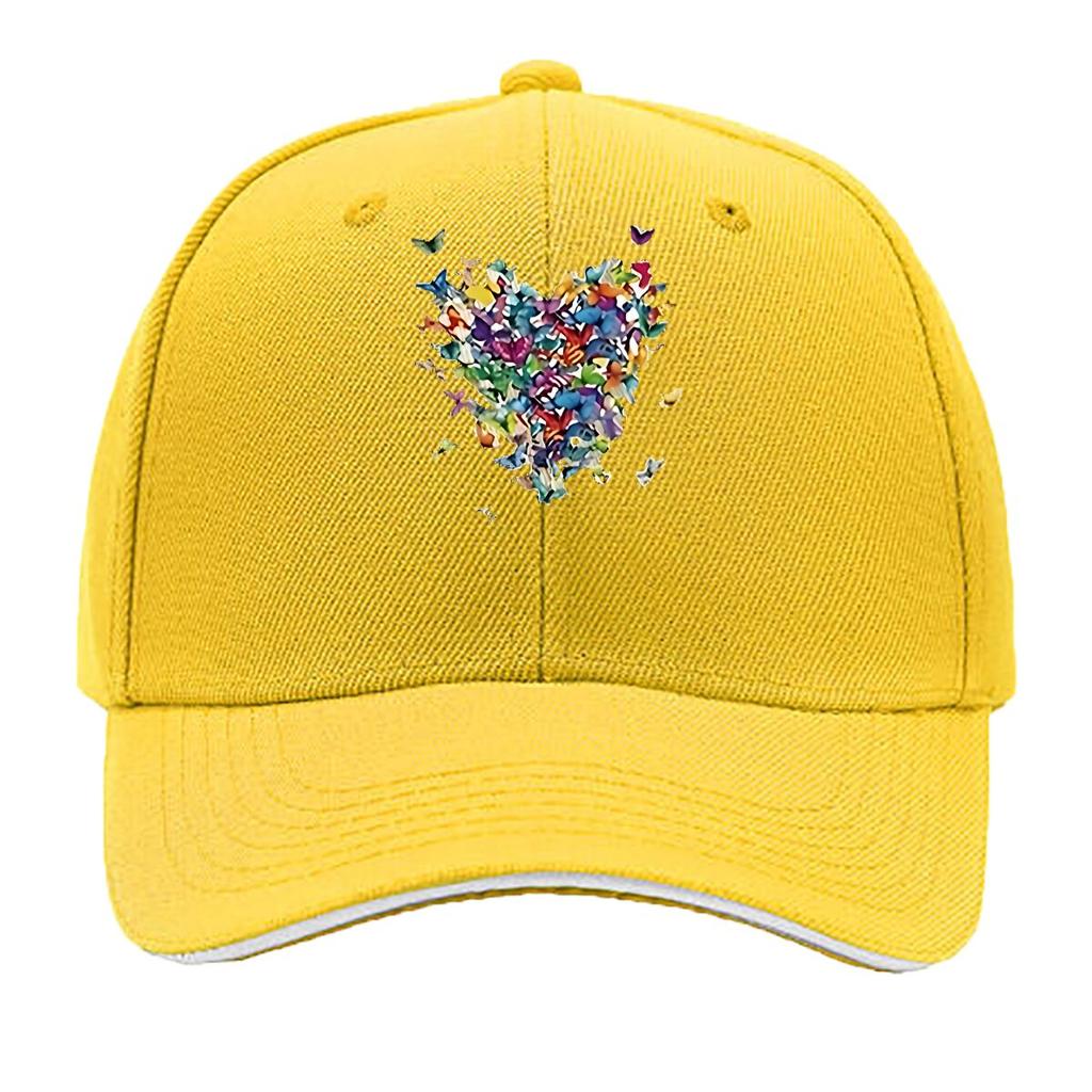Colorful Butterflies Heart Canvas Wall Art Hip Hop hat Fashion Outdoor Sports Sandwich Baseball Cap