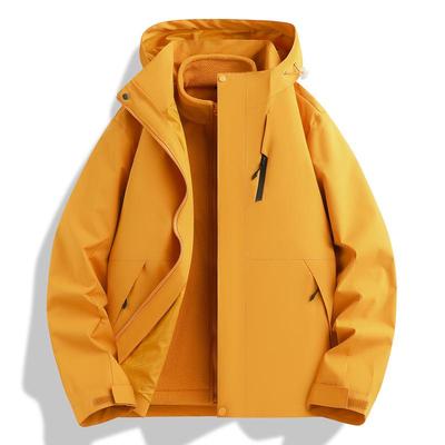 Unisex 3-in-1 Ski Jacket: Windproof, Waterproof, Detachable Hood, Fleece-Lined for Outdoor Sports and Climbing