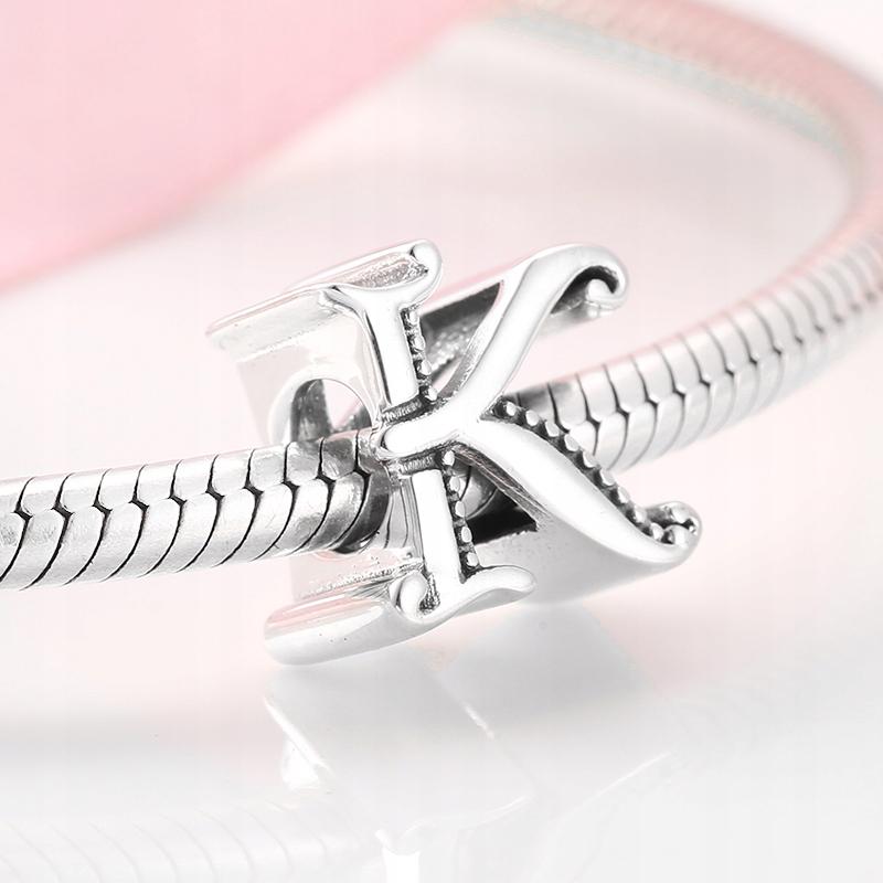 Charms Do Pandora Zawieszka Charms Litera K Srebro 925 Moda Trusky