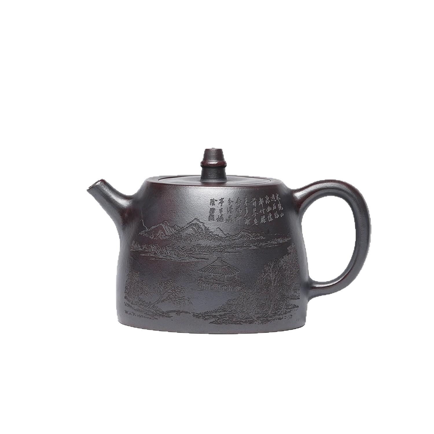 

400ml Classic Yixing Purple Clay Teapots Handmade Landscape Han Duo Pot Raw Ore Bronze Mud Kettle Zisha Teaset Accessories Craft
