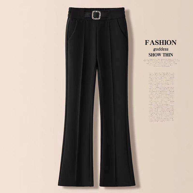 

High-Waist Velvet-Enhanced Women s Flare Pants - Slim-Fit, Casual Suit Style for Autumn/Winter S (85-95 jin)