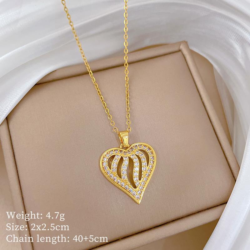 Copper Micro-Inlaid Cross Fashionable Light Luxury Temperament Gorgeous Full Diamond Necklace Female Versatile Collarbone Chain Titanium Steel