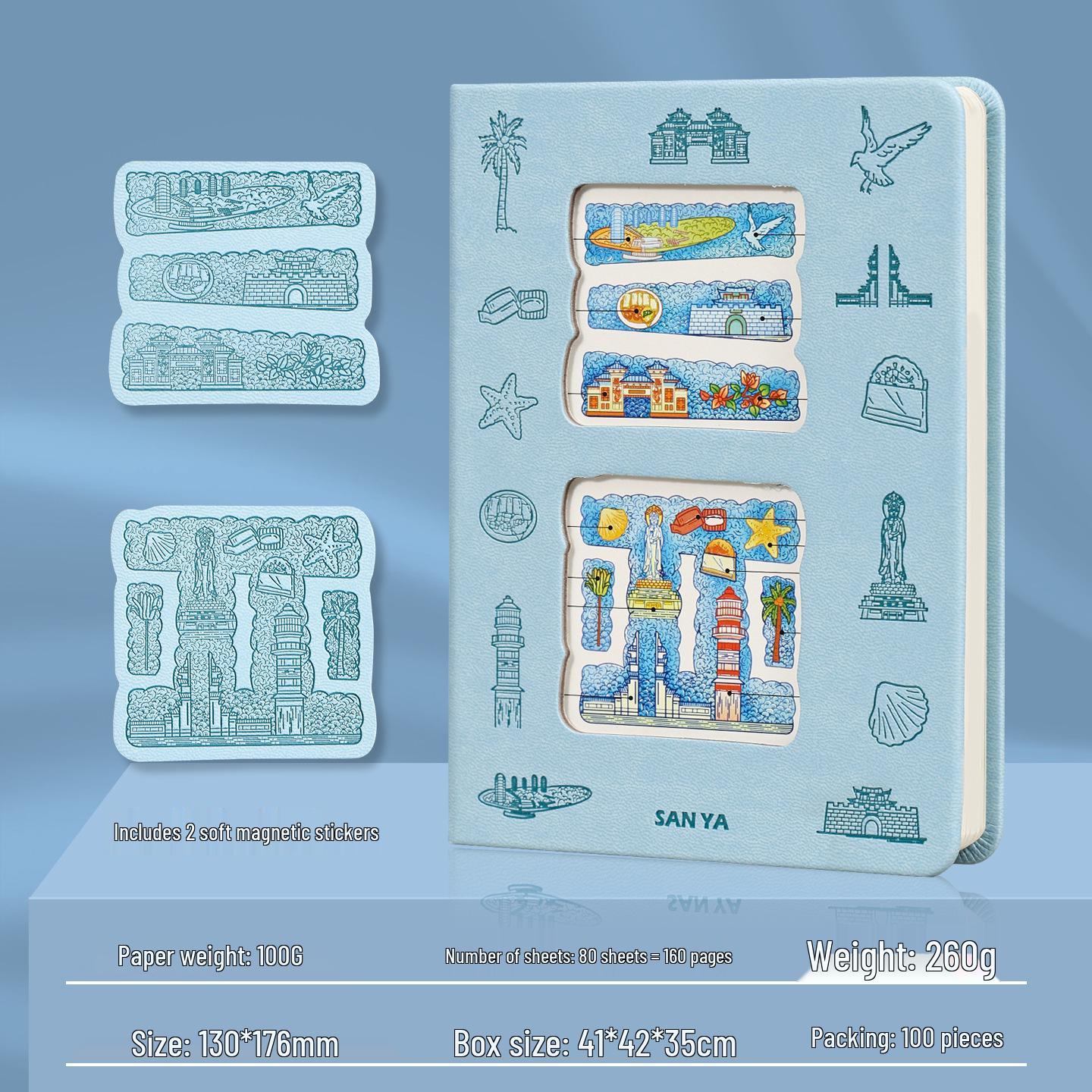 Qingdao Scenic Stamp & Magnet Collection: Custom Original Pictures & Hollow Fridge Magnets with Cultural Creative b6 Notebook