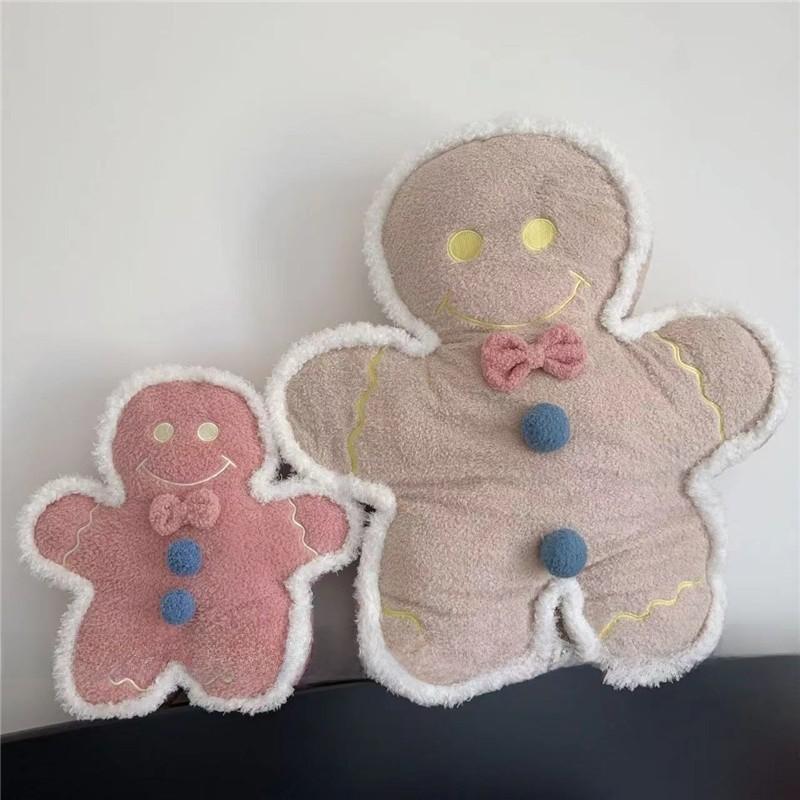 Soft Cute Gingerbread Man Plush Toy With Embroidered Cartoon Design For Girls Home Decor