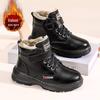 Boys' All-Season Velvet-Lined Non-Slip Winter Boots for Primary School Students