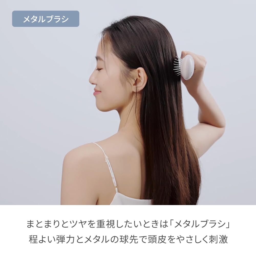 FESTINO Salon Care Scalp Ion Brush Negative Ion Sonic Brush with Metal and Scalp Gift SMHB-051, Vibration, 2-Way Silicone, Battery-Operated, Care,