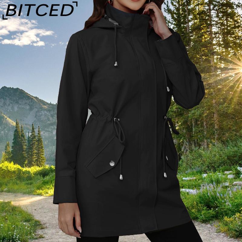 BITCED Frühlings-/Herbst Slim-Fit Kapuzen-Windjacke für Damen - Vielseitiges Freizeit-Oberteil