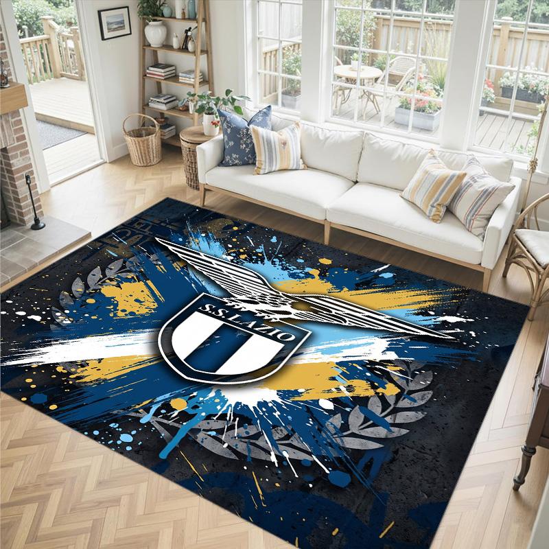Lazio FC Design Kristall Samt Teppich Gemütlich Kein?Rutschfester Teppich mit Aufdruck für Schlafzimmer Wohnzimmer Eingang