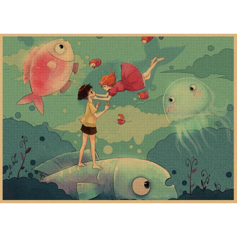 Large Goldfish Princess Anime Retro Poster - Decorative Kraft Paper Wall Art