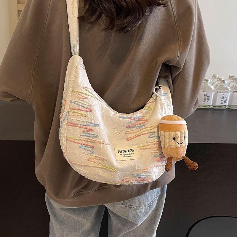 Love Sea Women's Crossbody Bag, Dumpling Bag, Canvas Bag, Commuter Bag, Beige