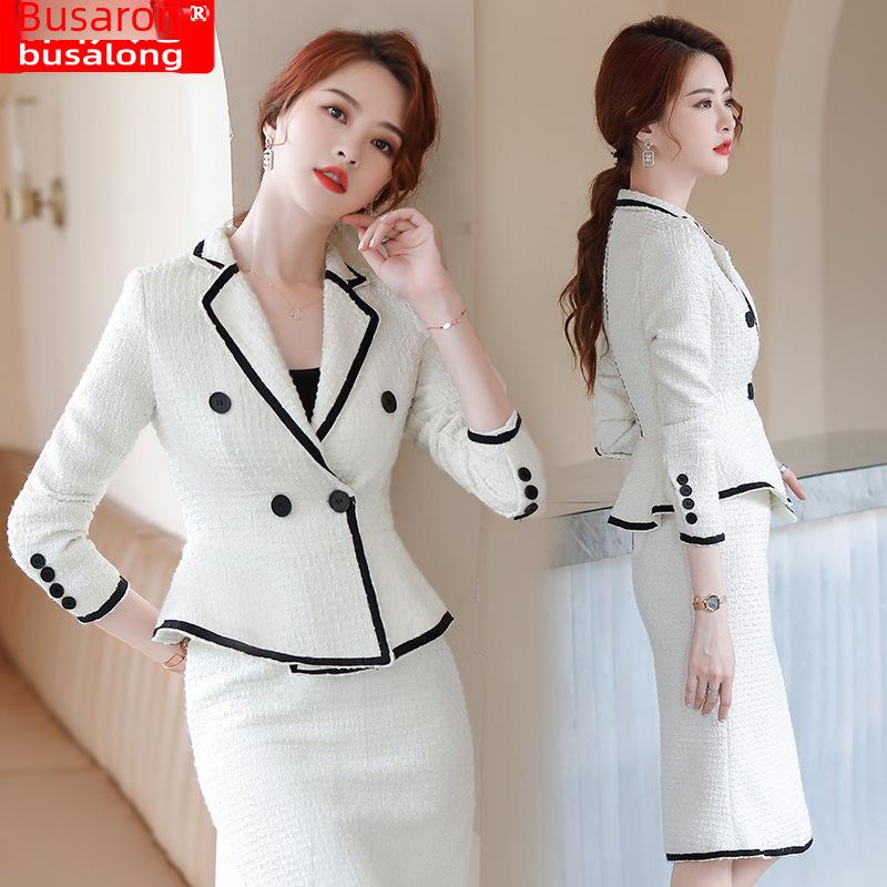 Women's Professional Long-Sleeved Suit with Western Skirt – Autumn/Winter Collection, Ideal for Interviews and Office Wear (Style 9532).